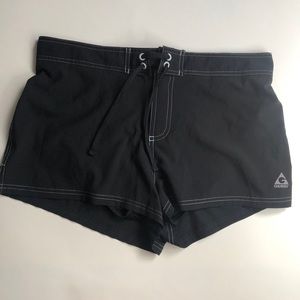 Black lined swim shorts